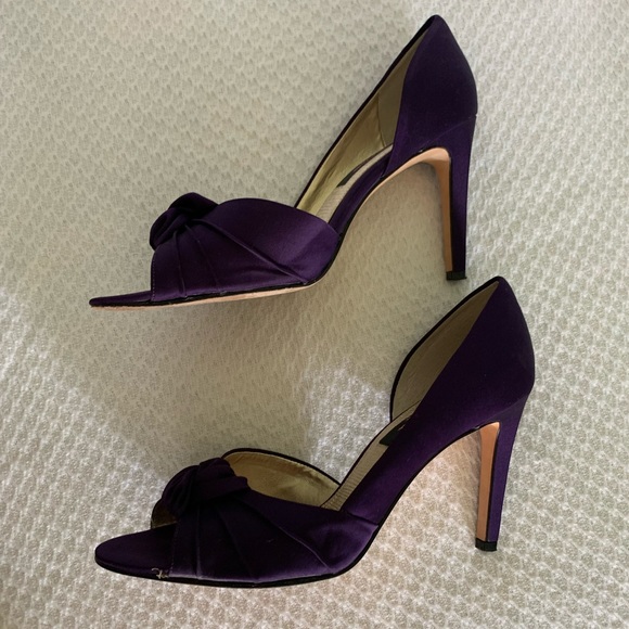 Purple Satin Open Toe Heels - Picture 8 of 12